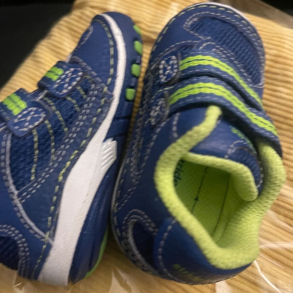 Stride Rite Navy and Lime Kids Sneakers Baby Boy Size 3 - Picture 6 of 10